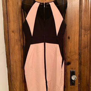 Per Una Speziale Marks & Spencer pink and black with shear shoulders dress.